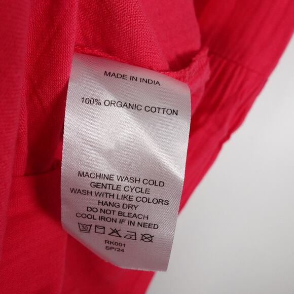 New Quince Hot Raspberry Pink Organic Cotton Gauze Tiered Maxi Dress XS 4076A - Picture 6 of 8